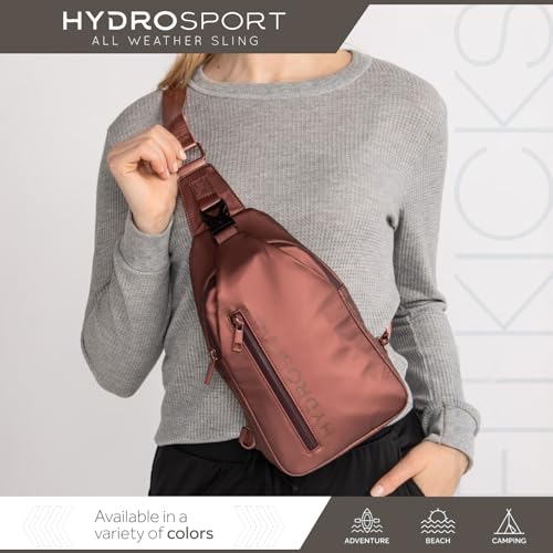 FITKICKS Hydrosport All Weather Sling Bag Unisex Crossbody Travel Hiking Chest Bag - color: Copper