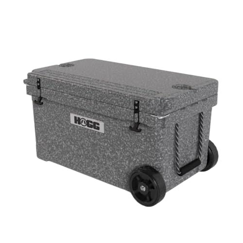 Hogg Rotomolded Coolers, Ice Chest with Wheels, Wheeled Cooler, Rotomolded Ice Chest, Dry Storage, Fishing and Camping Items, Birthday Gifts for Men - color: Frosted Gray, size: 65qt