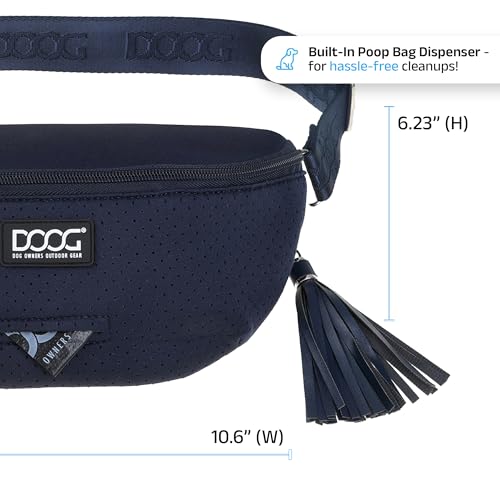 DOOG Neosport Dog Walking Fanny Pack - Waterproof Treat Pouch & Waste Bag Holder - Hands-Free Belt Bag for Training, Hiking & Outdoor Adventures - Navy - color: Navy Blue