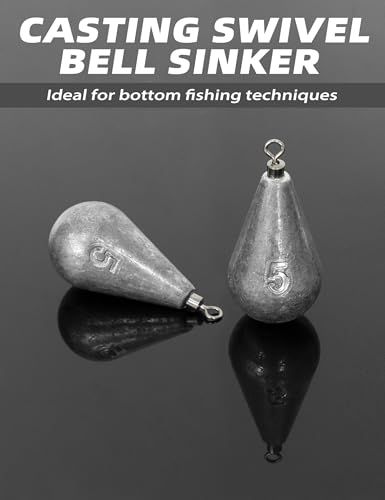 BLUEWING Casting Swivel Bell Sinkers Fishing Weights 1/2oz-8oz Drop Shot Dipsey Lead Saltwater - size: Size10: 5oz, 5 Pack