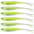 Dr.Fish Soft Plastic Baits, Fork Tail Soft Jerkbait Minnow Lures, 3 to 4-3/4 Inches Soft Swimbaits Jerk Shad Baits Crappie Bass Fishing Lures - color: Chartreuse, size: 4.75"-5 Pack