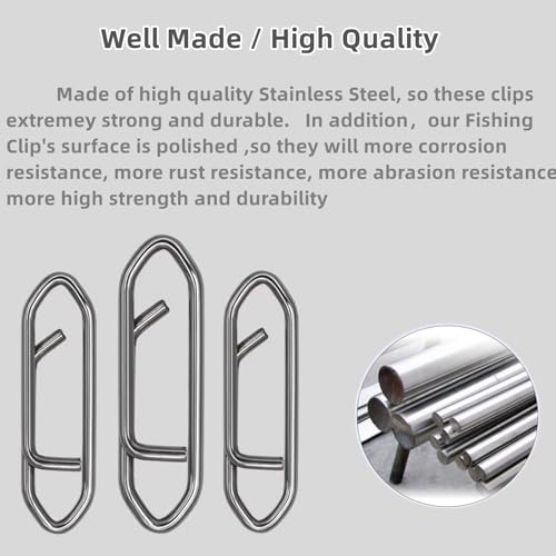 280Pcs/Box Stainless Steel Fishing Power Speed Clips (SS:100Pcs,S:100Pcs,M:60Pcs,L:20Pcs) High Strength Fishing Connector Swivels Snaps for Quick Change Lure Tackle Saltwater Freshwater