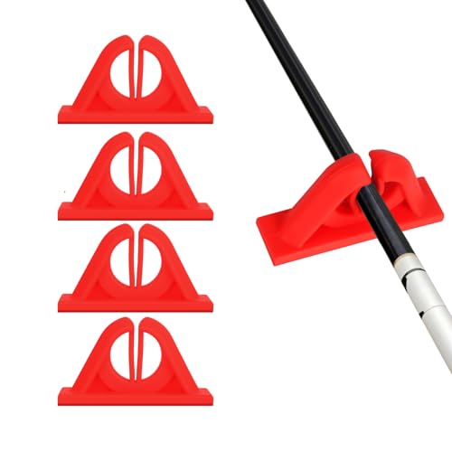 Vefungyan Fishing Rod Holder Wall Mounted: 4pcs No Drilling Fishing Pole Holders Garage Rod Holders Rack for Home and Fishing Boat (Red) - color: Red