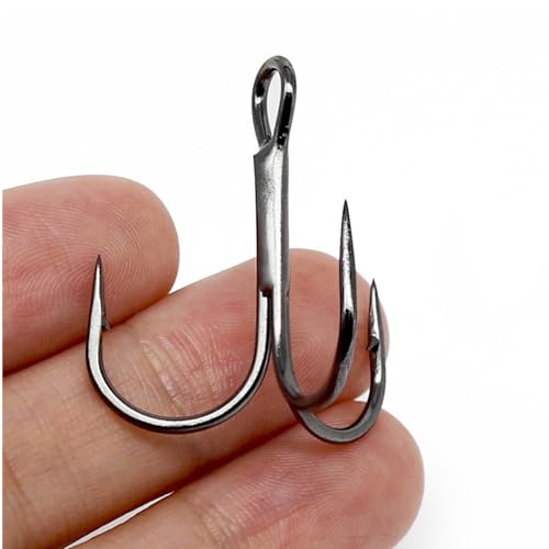 CAJOAUIS100pcs Fishing Treble Hooks Sharp Black Treble Fishing Hooks Round Bend Strong High Carbon Steel Barbed Fish Hook for Catfish Bass Trout Freshwater Saltwater Size: 2#-12# - size: 2#-100pss
