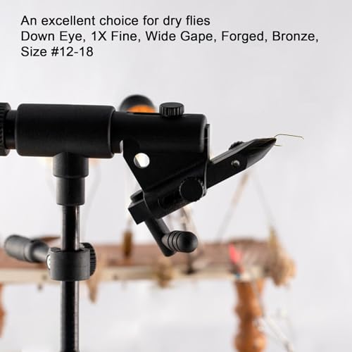 Eupheng Fly Fishing Hooks 100pc Pack Micro Barbed High Carbon Steel Bronze Forged for Dry Flies, Curved Nymphs, Shrimp,Caddis Pupa - color: EP FLY-DRY-0001, size: #12