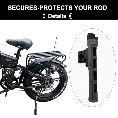 Bike Fishing Rod Holder, Fishing Rod Holder for Bike , E-Bike Fishing Rod Holder, Easy to Install for Bicycles, E-Bikes, Motorcycles, Boats and ATVS, Gray