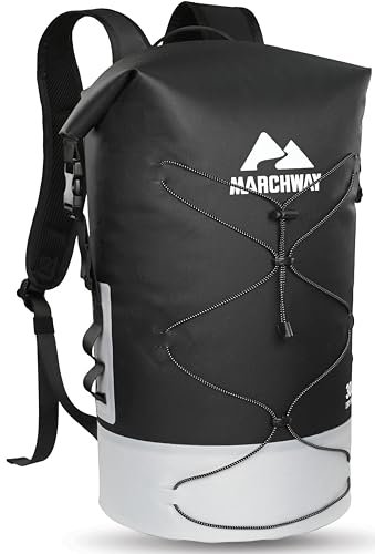 MARCHWAY Floating Roll Top Dry Bag, Flexible Lightweight TPU Waterproof Backpack 20L/30L/40L with Padded Straps for Boating, Kayaking, Swimming, Hiking, Beach (Black, 30L) - color: Black, size: 30L