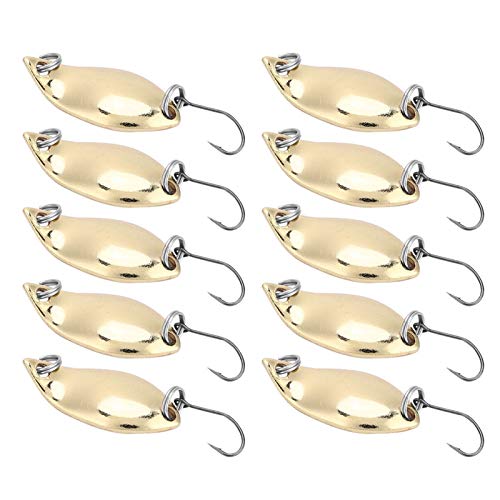 10Pcs/lot Fishing Lures Kits Wobbler Baits Spoon- Artificial Baits Sequins Bait Fishing Lures Baits Fishing Hard Lures Accessory(Gold-2.5g)