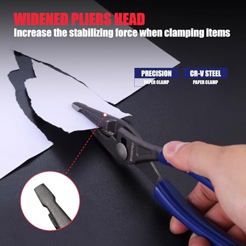 WORKPRO 8'' Long Nose Slip Joint Pliers, CR-V Needle Nose Pliers with Comfortable Grip Handles, 3-Zone Serrated Jaw from Premium Steel for Clamping, Tightening and Loosening