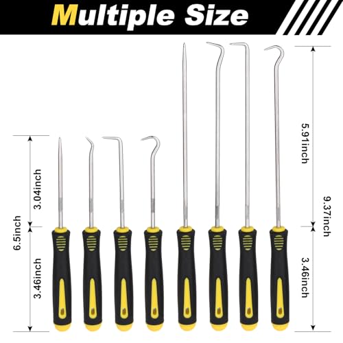 Aleric 8 Pieces Pick and Hook Tools Set, Precision Automotive Pick Tool for Car Auto Oil Seal, Pick Set Mechanic, Picks Tool Set to Remove Hoses and Gaskets, Pick Hooks Puller Remover Kit