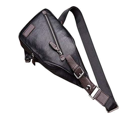 Hebetag Leather Sling Bag Crossbody Backpack for Men Women Travel Outdoor Camping - color: #20black(pu)
