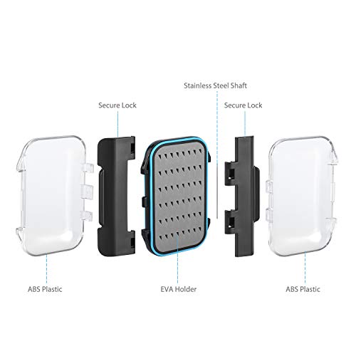 Gonex Fly Boxes for Fly Fishing Jig Boxes Two-Sided Waterproof Lightweight Fly Fishing Box Easy Grip Transparent Lid Fly Fishing Lures Box, 4.1"x 3.0"x 1.2", Grey - color: Grey, Black, Transparent, size: Size A (4.1"x 3.0"x 1.2")