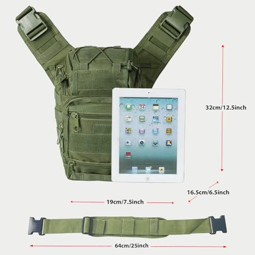 Tactical Sling Backpack for Men，Military Sport Bag Pack Sling Shoulder Backpack Tactical Crossbody Bag EDC Molle Assault Range Bag Chest Pack for Hiking Camping Outdoor - Green - color: Green
