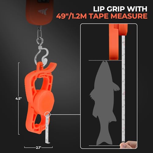 KastKing ToughTide Fishing Scale, USB Charging, 65lb Capacity, Ultra-Thin Digital Fish Scale, LCD Display, Ergonomic Handle, Fish Scales Digital Weight, Fishing Accessories for Men - color: D: Orange Combo