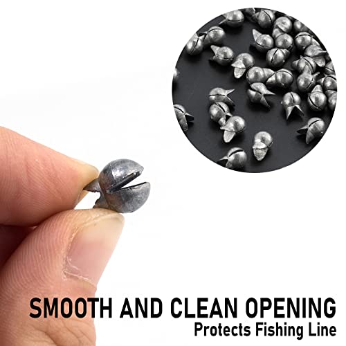 Dr.Fish 100 Pack Removable Split Shot Weights Lead Fishing Sinkers Fly Fishing Line Sinkers Reuseable Clip On Weights Freshwater Saltwater - size: #3/0(1/30 oz)