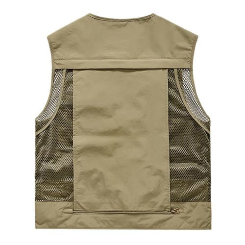 Men's & Youth Outdoor Fishing Vest,Khaki Work Safari Travel Photography Vests size 4XL,Family Matching Hiking Waistcoat