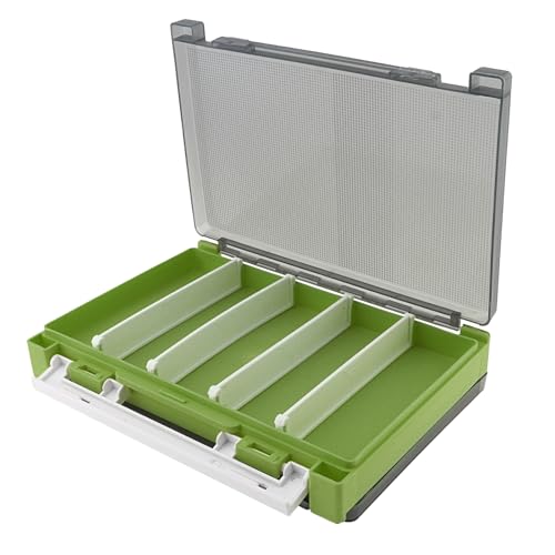 Double Sided Fishing Lure Box Organizer, Fishing Tackle Box Storage Hard Plastic Container Case for Lure Bait Hooks Beads Jewelry Earring - color: Green