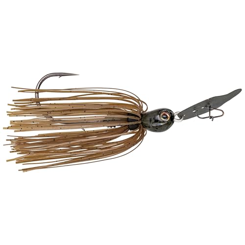 Strike King Thunder Cricket Fishing Lure, Vibrating Swim Jig, Silver Blade, 4/0 Jungle-Style Flipping Hook - color: Green Pumpkin, size: 1/2 oz