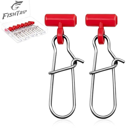 FishTrip Sinker Slides for Fishing Rigs - 25/50/100pcs Duo Lock Snaps for Fishing Line Heavy Duty Weights Sinkers Saltwater Connector Accessories - color: Red Duo-Lock Snap, size: S#_25pcs