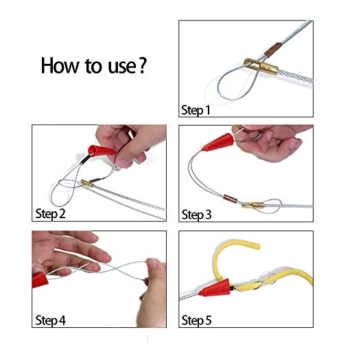 11' Fiberglass Running Electrical Wire Cable Pulling Fish Tape Kit with 5 Different Attachments and Fish Tape Tool in a Carrying Case - size: 11FT-10 Rods