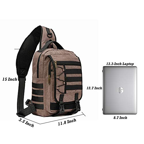 NICGID Tactical Military Backpack Large Daypack Molle Army Assault Pack Bug Out Bag Water Resistant Travel Fishing Hiking Trekking Rucksack - color: Coffee-canvas-808, size: 13.3 inch