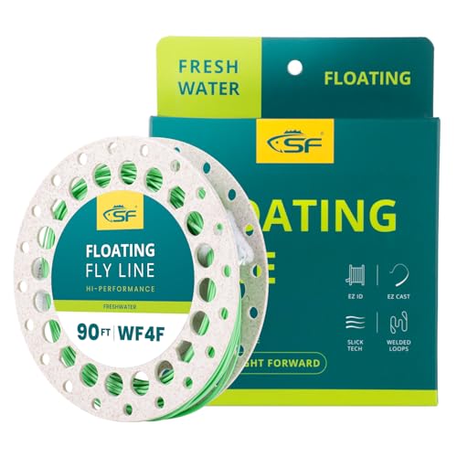 SF Fly Fishing Line with Two Welded Loops Weight Forward Floating Fly Lines Trout 90FT WF2 3 4 5 6 7 8 9F Multi-Color Freshwater - color: Moss Green, size: WF4F 90FT Line