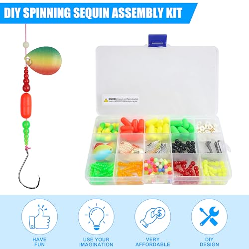 Fishing Lure Making Supplies Kit 210pcs DIY Spinner Making Kit Colorado Blades Hooks Rig Foam Floats Clevis Stack Beads for Walleye Rigs Trolling Rigs Crawler Harness Trout Bass Salmon