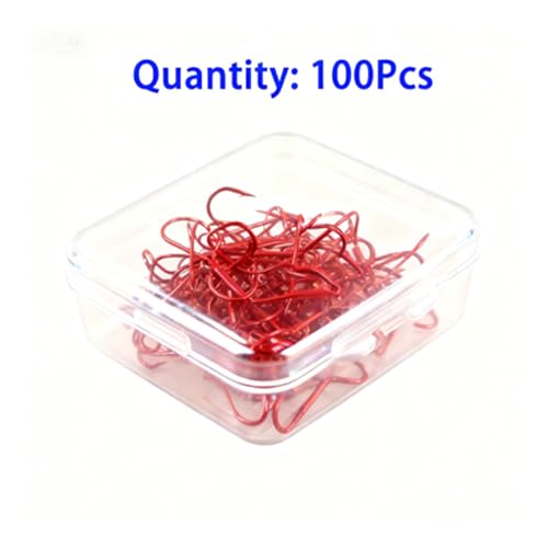 Persei 100pcs Fishing Hook Treble Hooks High Carbon Treble Hooks Super Sharp Solid Size 2 4 6 8 10 12 Triple Barbed Steel Fish Hook - color: Red, size: 2#-100pcs