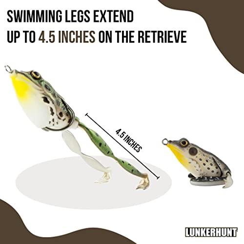 Lunkerhunt - Lunker Frog Fishing Lure | Award Winning Realistic Topwater Frog Lure for Fishing Bass, Trout and Pike | Freshwater Fish Bait with Hollow Body, Weedless Hooks for Freshwater Saltwater - color: Croaker