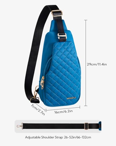 WATERFLY Small Crossbody Sling Backpack: Fashion Chest Crossbody Bag for Women Men Anti Theft Stylish Casual Daypack Trendy Travel Bags Lake Blue