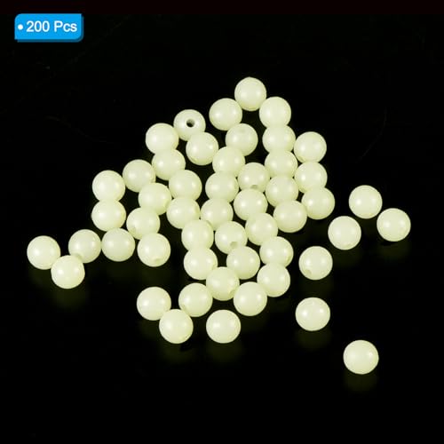 PATIKIL Glow Fishing Beads Plastic Round Rubber Luminous Fishing Bait Eggs Rig Bead Tackle Lures Accessories with Box - color: White, size: 6mm
