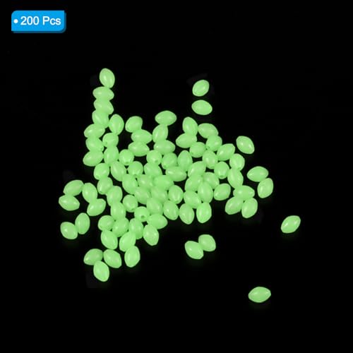 PATIKIL Glow Fishing Beads Soft Plastic Oval Rubber Luminous Fishing Bait Eggs Rig Bead Tackle Lures Accessories with Storage Box - color: Green, size: 4x3mm