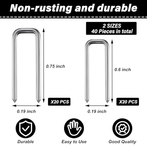 Jetec 40 Pieces Plantation Shutter Repair Kit Replacement Louvers Staples Window Blind Tilt Rod Operable Plantation Silver Missing Metal Indoor Louver Staples Tools Repair(0.6 x 0.19, 0.75 x 0.19) - size: 0.6 x 0.19", 0.75 x 0.19"