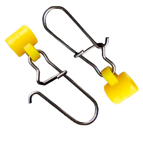 25/50/100 PCS Fishing Line Sinker Slides Duo Lock Snaps High Strength Stainless Steel Sinker Slider Swivel Snap Kit Fishing Tackle - color: Yellow, size: 50 Pieces