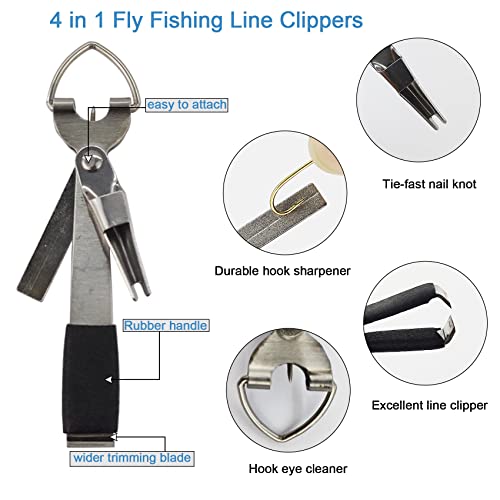 Aventik Metal Tin Portable Box Fly Fishing Tools Kit Includes a Fishing Knot Tool and Line Clipper Zinger Retractor Hook Remover Forceps - color: Tin box with zinger and line cutter