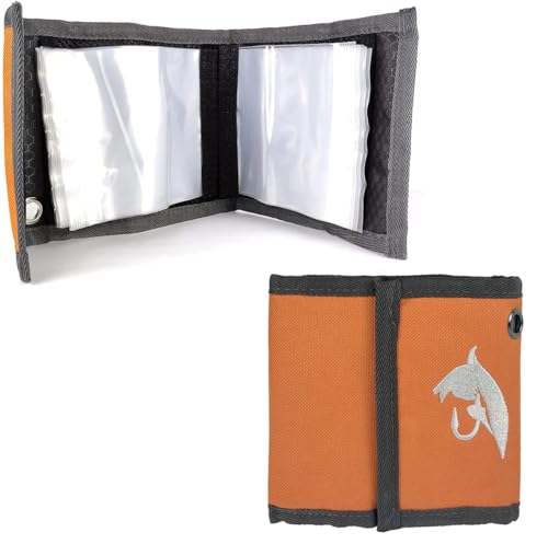 EUPHENG Fly Fishing Leader Wallet – 10 Clear Pockets Expandable Tippet Line Organizer | Secure Storage for Carp/Catfish Rigs & Fly Leaders - color: Orange