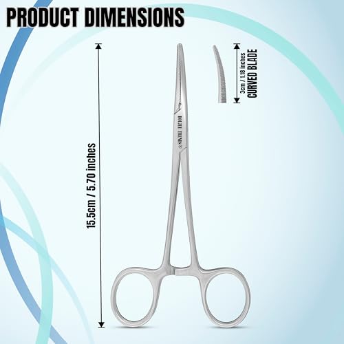 Hemostat Crile Forceps 5.5" Versatile Fishing Pliers Forceps, Stainless Steel, Piercing Tweezer Serrated Long Serrated Jaws, Locking Mechanism, and Lightweight Design (1,Curved) - size: 1,Curved