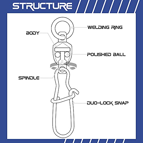 AMYSPORTS Ball Bearing Swivels Fishing Barrel High Strength Fishing Snap Bearing Connector Ring Snaps Swivels Saltwater Stainless Steel Accessories - size: Size 6+6 (107lb) 24 pcs