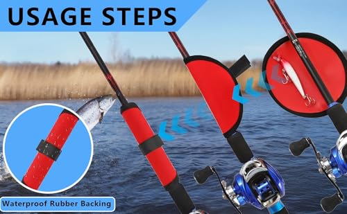 New 8Pcs Fishing Hook Covers,6 Inch Lure Wrap Bait Gloves Fish Hook Storage Protectors Pole Sleeve Guard to Keep Fishermen Fishing Safe for Fish Rod - color: Black