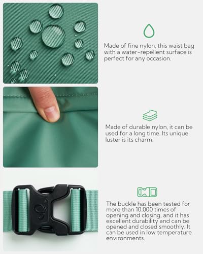 WATERFLY Fanny Pack Waist Packs: Large Crossbody Fanny Packs for Women Men with 5 Zipper Pockets Adjustable Strap Waist Bags Hip Pack for Traveling Cycling Running Hiking-Light Green - color: Light Green