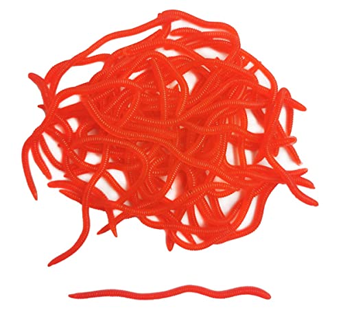 1.6in/3.3/3.9in Fishing Soft Lure Trout Worm Earthworm Bait Lifelike Fake Bloodworm Grub Worm Soft Fishing Lure Baits - color: Light red (50pcs/pack), size: 3.3inch