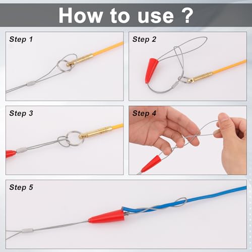 50FT Fiberglass Running Electrical Wire Cable Pulling Fish Tape kit in a Carrying Case Through Wall Cable Snake Rods Electrical Tools Kit with different attachments - size: 50FT-36 Rods