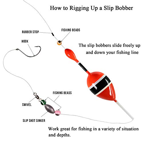 THKFISH Fishing Floats Bobbers Slide Floats Balsa Fishing Bobber Slip Bobbers for Crappie Panfish Trout Bass (1/2oz 2"x5.28") (1/6 1.6"x4.8") 5Pcs - color: Red and Red, size: 1/6 oz 1.6"x4.8" - 5Pcs