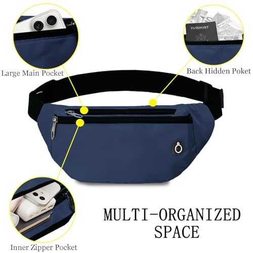 Fanny Pack for Women Men,Crossbody Fanny Pack Water Resistant Sports Waist Bag Pack, Belt Bag for Travel Hiking Running - color: 1pack-darkblue
