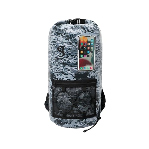 geckobrands Hydroner 20L Waterproof Dry Bag Backpack – Lightweight Roll-Top Bag with Clear Phone Pouch for Outdoor Activities - color: Artic Geckoflage