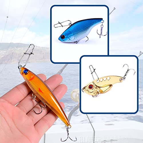 100 Pack Fishing Duo Lock Snap Fishing Snaps and Clips Freshwater Saltwater Fishing Gear Hooked Snap Speed Clips Fishing Lures Connector Quick Change Fishing Snap - size: Size #5(110lb) 100 PCS