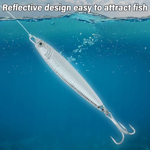Dr.Fish Fishing Jigs Jigging Spoon Saltwater Fishing Lure Casting Metal Spoon Surf Fishing Mackerel Striper Lures Stinger Bluefish Vertical Diamond Jig - color: Mixed Colors, size: 2oz-3 Pieces
