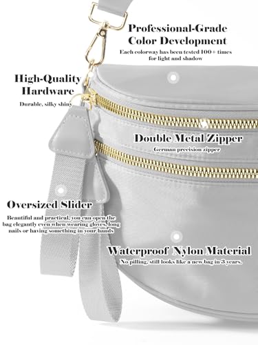 Pure Colour Crossbody Bag Bum Bag for Women,Spacious Purse Fanny Packs Belt Bag,Oversized Bum Bag (Colour Bum Bag-Light Grey) - color: Colour Bum Bag-Light Grey