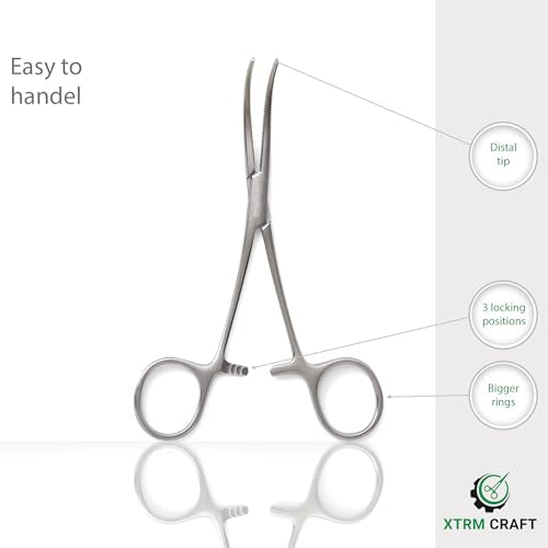 Precision Kelly Hemostat Forceps Locking Tweezers Clamp, Silver, Straight and Curved Stainless Steel (Curved, 9") - size: 9", style: Curved