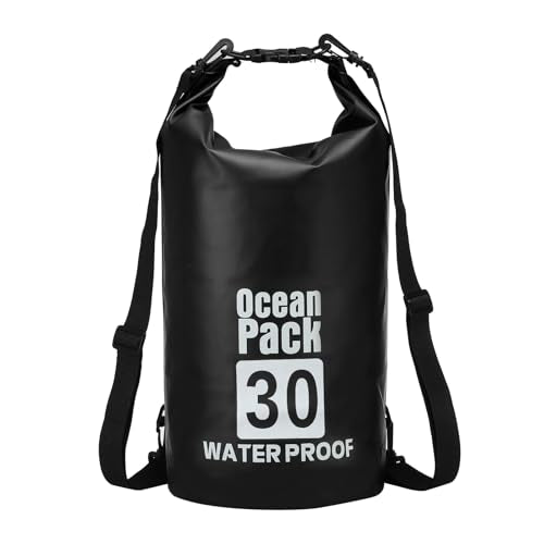 Waterproof Dry Bag, 30L Fit for Women Men Water Proof Bags Lightweight Dry Storage Floating Backpack with Whistle for Travel Backpacking Boating Kayaking Camping (Black) - color: Black, size: 30L